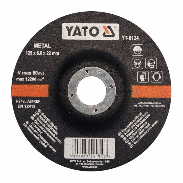 Yato Convex kovový brusný kotouč 125x6,0x22mm (YT-6124)