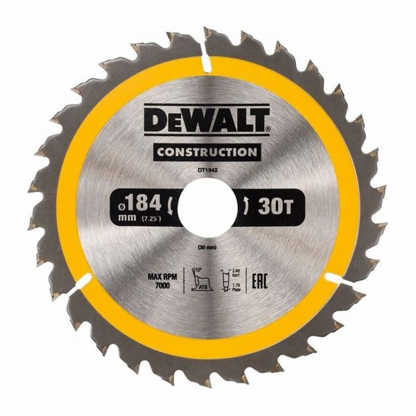 Dewalt kotoučová pila 184x30mm, 30 zubů (DT1942-QZ)