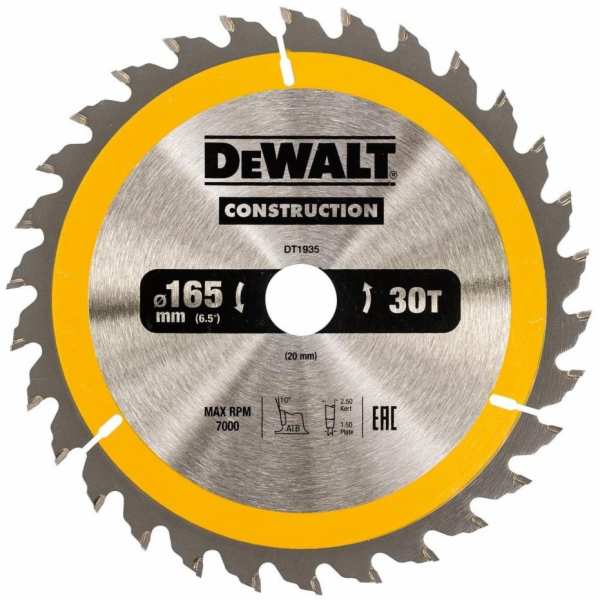 Dewalt Kotoučová pila 165x20mmx30z - DT1935-QZ