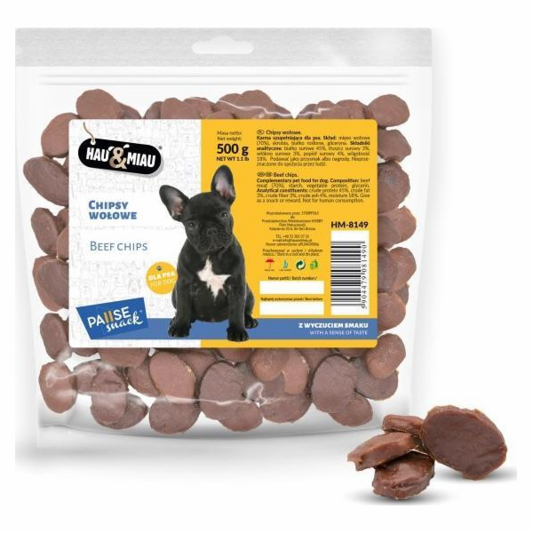 Pochoutka pro psy Hau&Meow Pausesnack, hovězí chipsy 500g