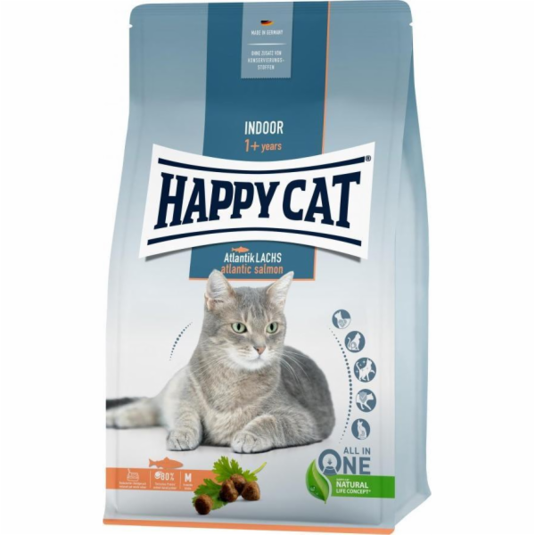 Happy Cat Indoor Atlantic Salmon, suché krmivo, pro dospě...