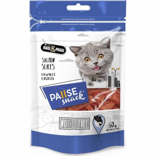 Hau&Meow Pausesnack pamlsek pro kočky, kousky lososa 60g