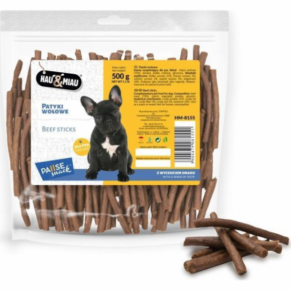 Hau&Meow Pausesnack pochoutka pro psy, hovězí tyčinky 500g