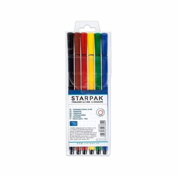 Starpak Fineliners 6 barev, kulaté, 0,4 mm