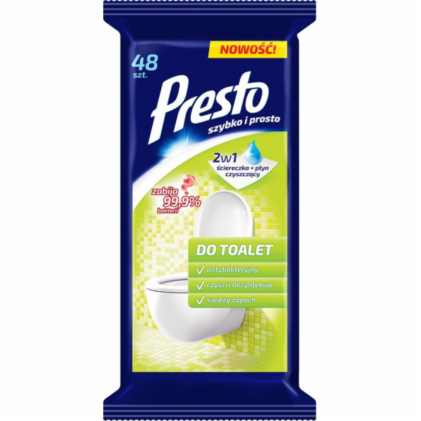 Presto PRESTO utěrky pro domácnost, na WC, 48 ks, bílé