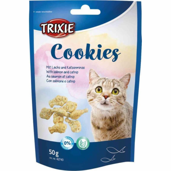 Trixie sušenky s lososem a catnipem 50G