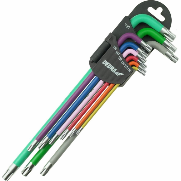 Extra dlouhé klíče Torx, barva T10-T50, sada 9 ks, S2