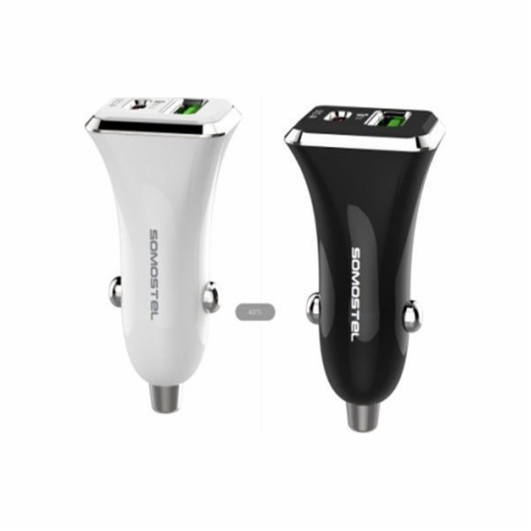 Nabíječka AUTONABÍJEČKA 3A+2,4A BÍLÁ SOMOSTEL 3100mAh + 2...