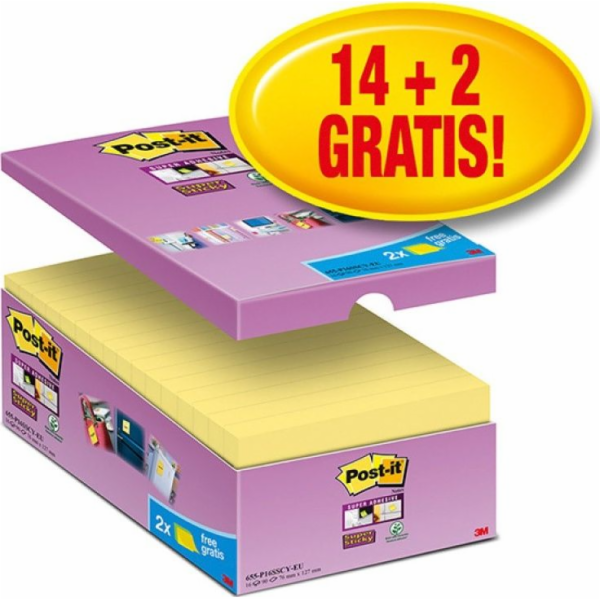 Post-it Post-it Super Sticky Notes (655-P16SSCY-EU), 127x...