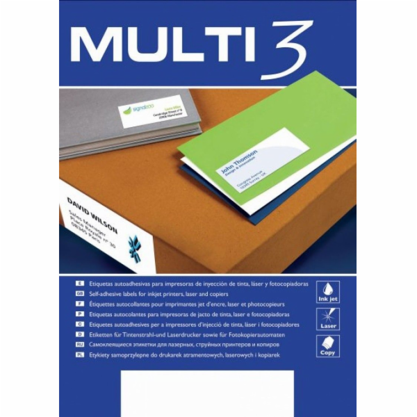 MULTI 3 MULTI 3 univerzální etikety, 99,1x93,1mm, zaoblen...