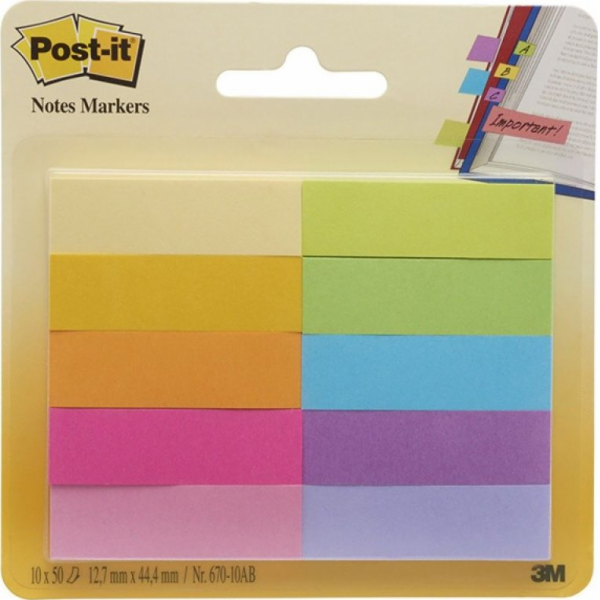 3M POST-IT INDEXING ZÁLOŽKY 12,7X44,4MM 670-10AB PAPÍR 10...