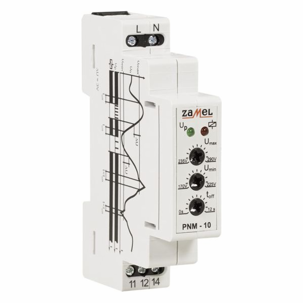 Zamel 1-fázové napěťové relé 230V AC PNM-10 (EXT10000103)