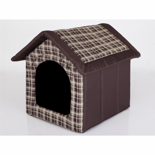 HOBBYDOG Psí bouda kostkovaná - hnědá R4