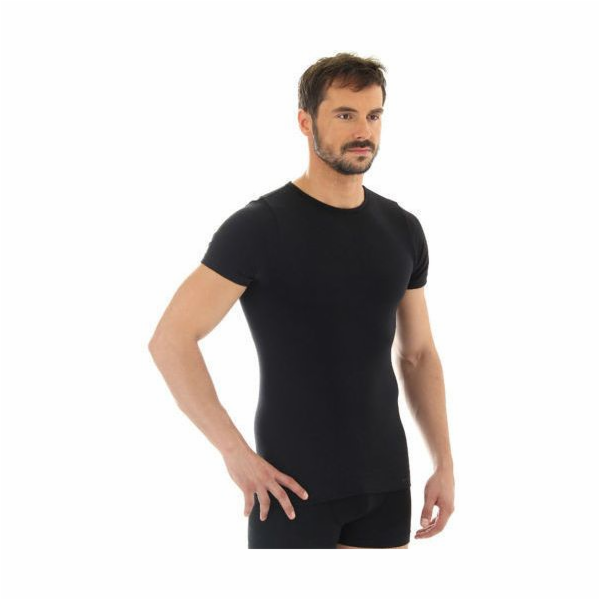Brubeck Pánské tričko s krátkým rukávem COMFORT WOOL čern...