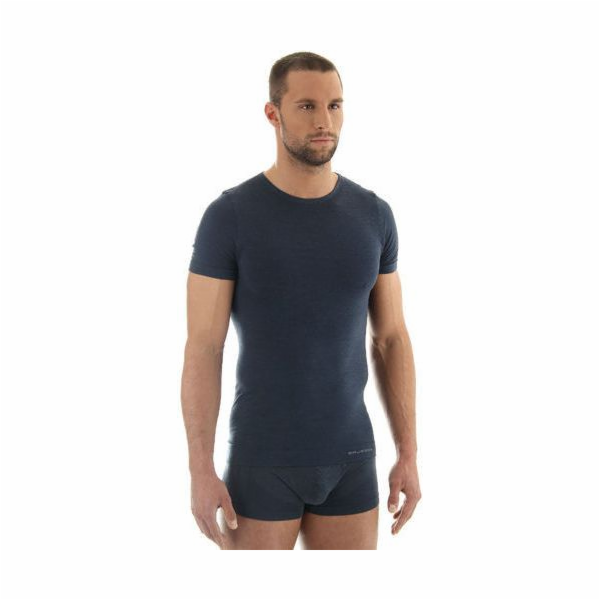 Brubeck Pánské tričko s krátkým rukávem COMFORT WOOL tmav...