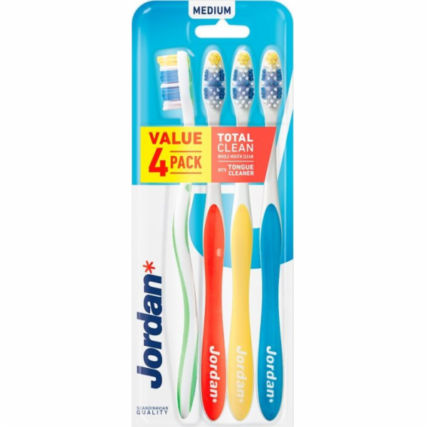 Jordan Total Clean zubní kartáček střední 4 ks