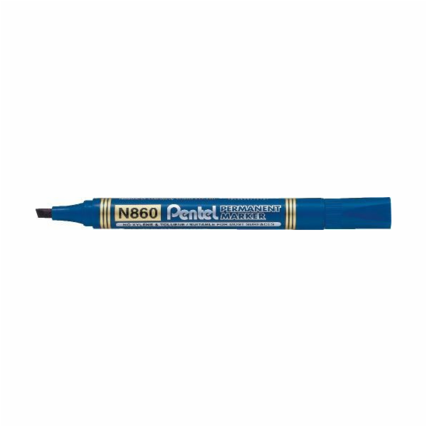 Pentel Permanentní popisovač N860, zkosený hrot, modrý (4...