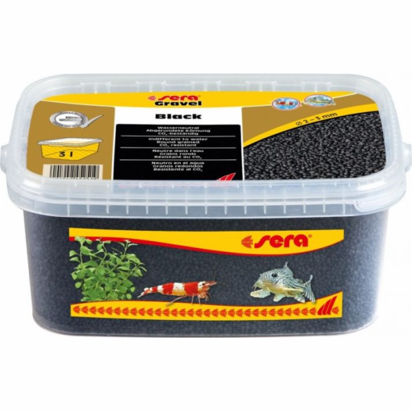 Sera Gravel Black akvarijní štěrk, 2 - 3 mm, 3 l, černý