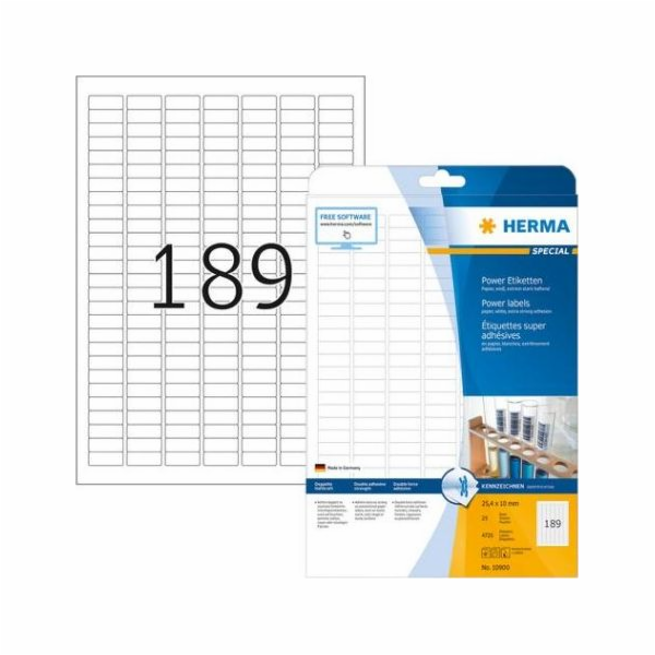Herma Etikety s vysokou přilnavostí A4, 25,4 x 10 mm, z p...