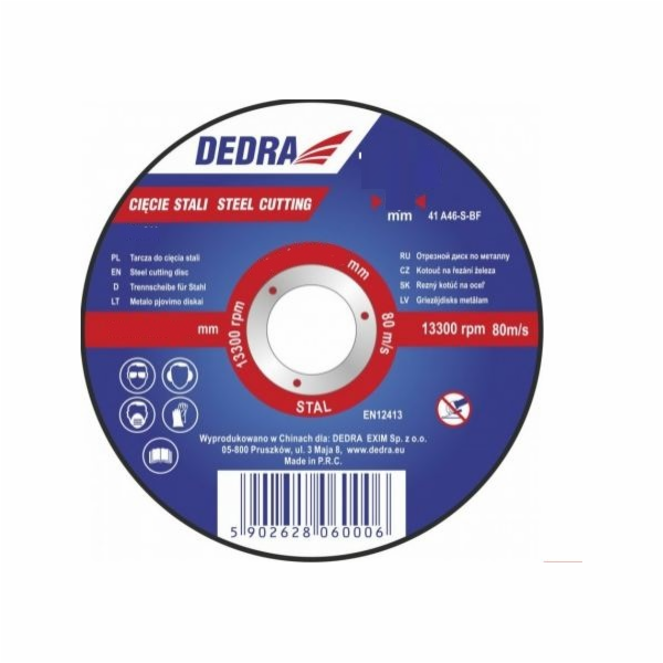 Dedra Ocelový řezný kotouč Typ 41 230x2.0x22.2mm (F13052)