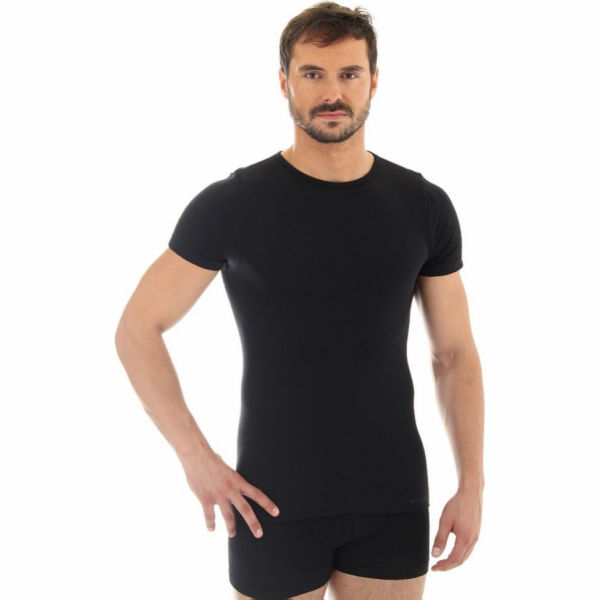 Brubeck Pánské tričko s krátkým rukávem COMFORT WOOL čern...