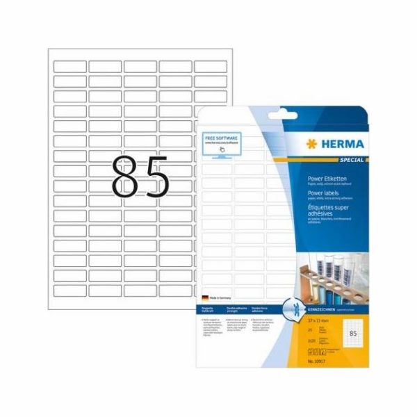 Etikety Herma Power, vysoká přilnavost A4, 37 x 13 mm, z ...