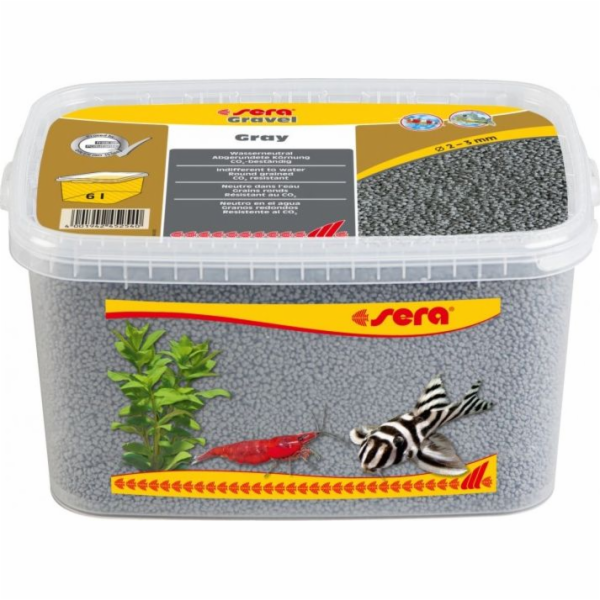 Sera Gravel Grey akvarijní štěrk, 2 - 3 mm, 6 l, šedý