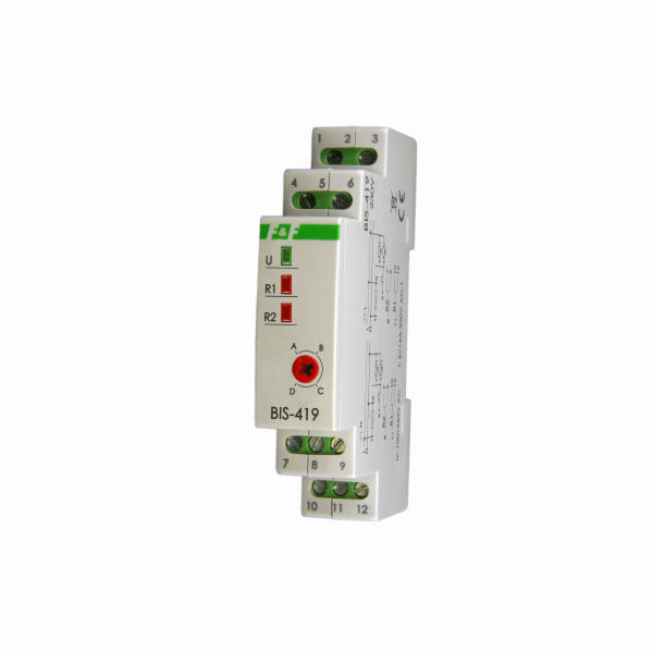F&F BIS-419 čtyřfunkční bistabilní relé pro 35mm TH lištu