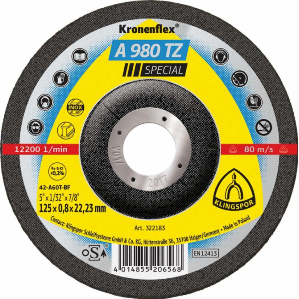 KLINGSPOR A 980 TZ nerezový řezný kotouč 125x0,8x22mm 25 ...