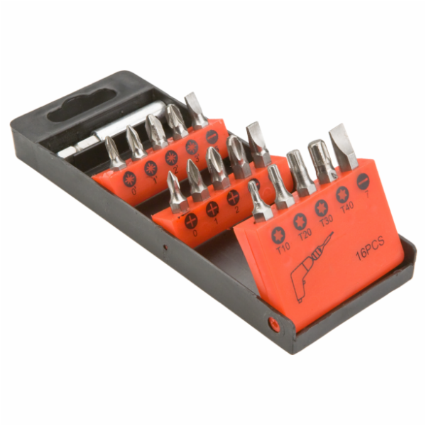 Top Tools Šroubovací bity s rukojetí 16 ks. (39D383)