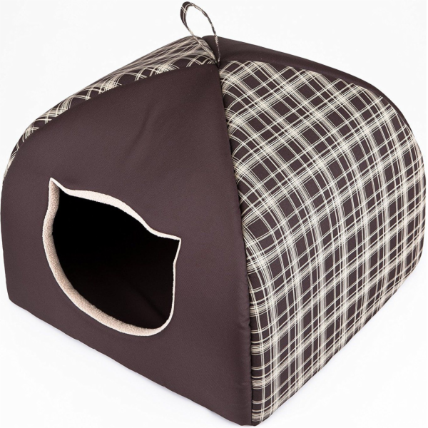 HOBBYDOG Igloo Bouda - Hnědý kostkovaný R1