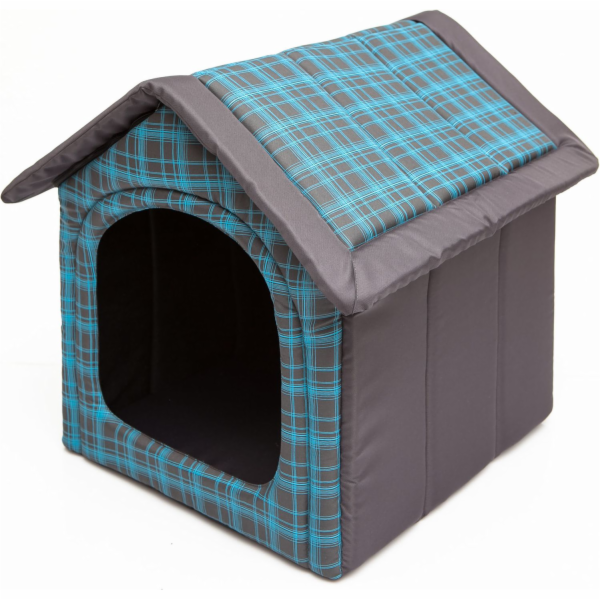 HOBBYDOG Modrá kostkovaná psí bouda - R1