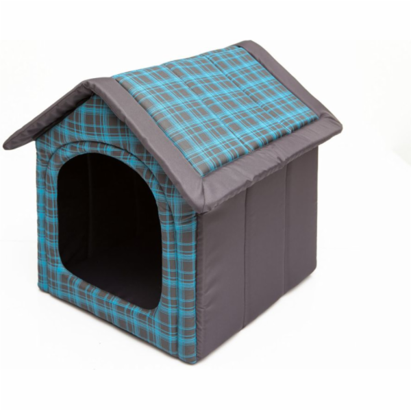 HOBBYDOG Modrá kostkovaná psí bouda - R2