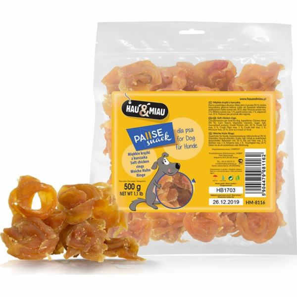 Hau&Miau Měkké kuřecí kroužky Hau&Miau HM-8116 500 g