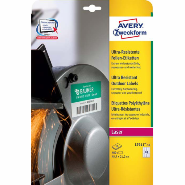 Avery Zweckform ETYK.ZF 7911 45,7X21,2 10 listů. ŠTÍTEK P...