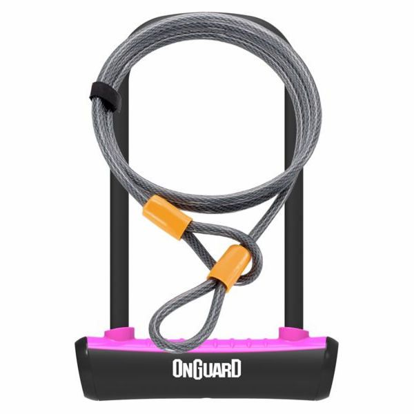 ONGUARD U-Lock zámek na kolo Neon růžový 10x1200 mm (8154PN)