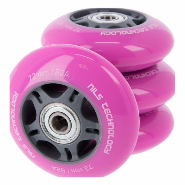 NILS Extreme PU 72x24 82A (4 ks) RŮŽOVÁ + ABEC-7 (8 ks) N...