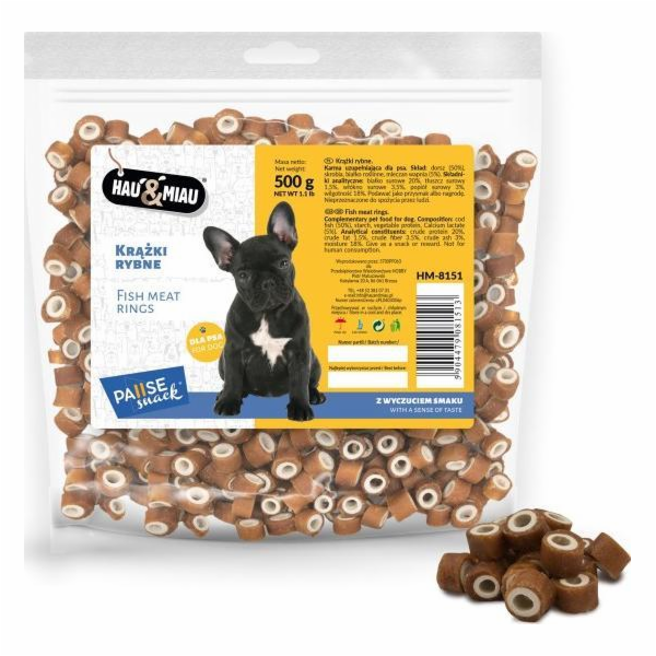 Hau&Miau Pausesnack pamlsek pro psy, rybí kroužky 500g