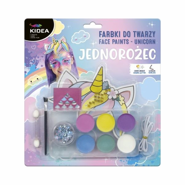 Sada barev na obličej Derform Unicorn KIDEA