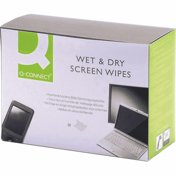 Q-Connect Vlhčené a suché utěrky na čištění TFT/LCD obraz...