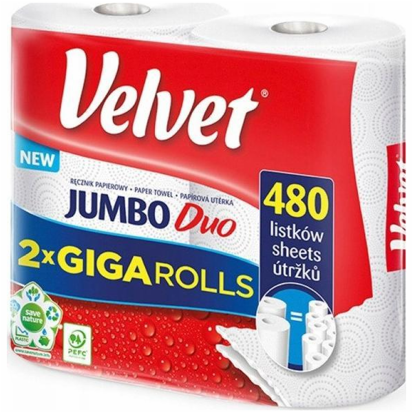Velvet VELVET JUMBO DUO ručník 2 role 2 vrstvy 2x240 listů