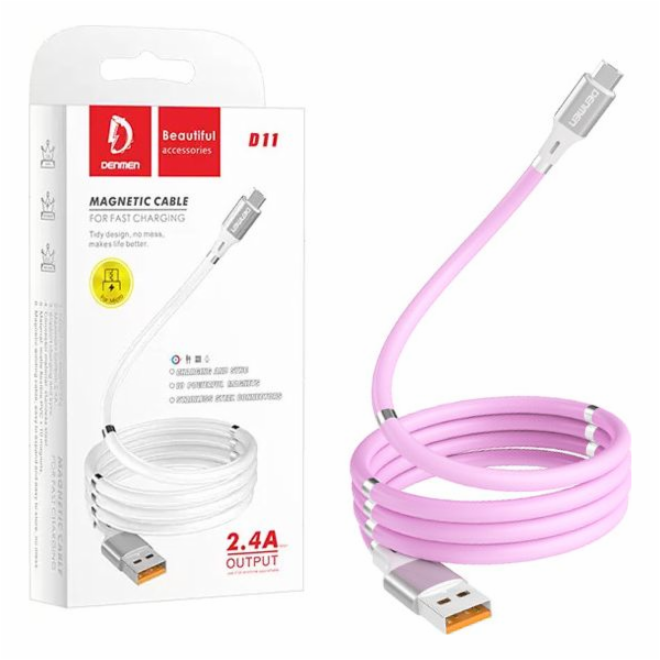 Denmen USB-A – USB-C kabel USB 1 m růžový (29363)