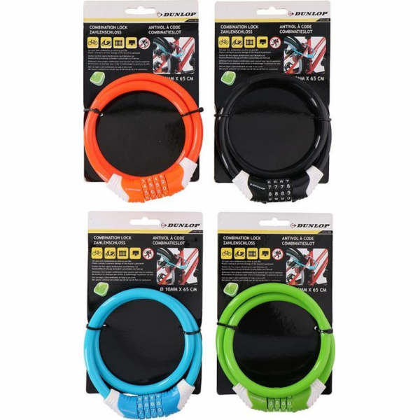 Zámek na kolo proti krádeži Dunlop s kódem (modrý)
