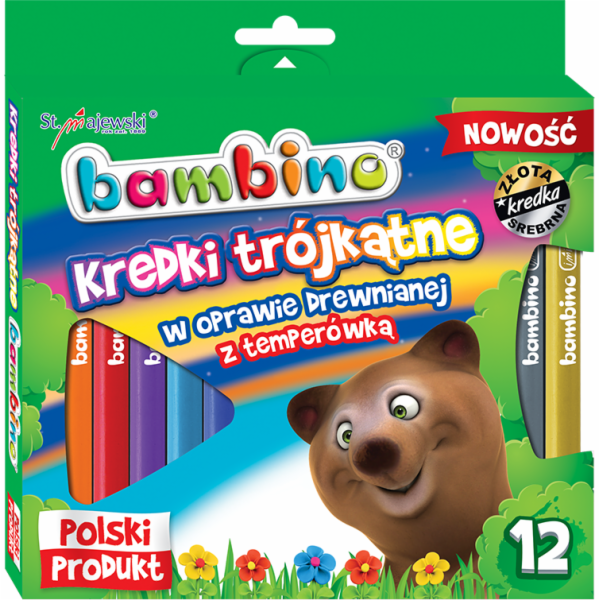 Svatý. Majewski pastelky BAMBINO v dřevěném rámu s trojúh...