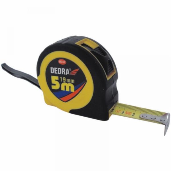 Svinovací metr Dedra se zámkem a háčkem 5m/19mm gumová ru...