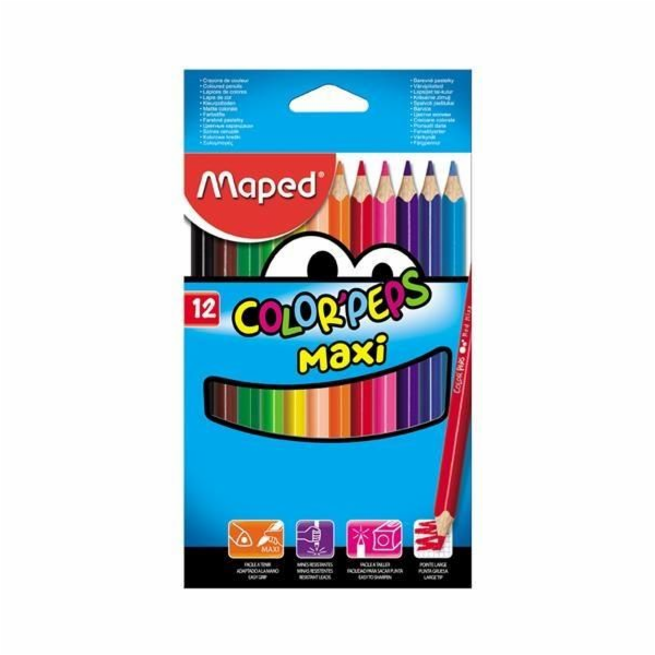 Maxi pastelky Maped Colorpeps, trojúhelníkové, 12 barev M...