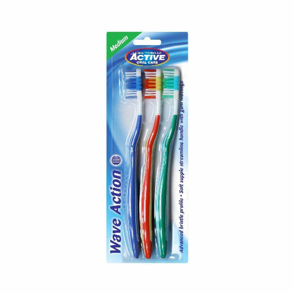 Zubní kartáček Active Oral Care Wave Action střední 3 ks