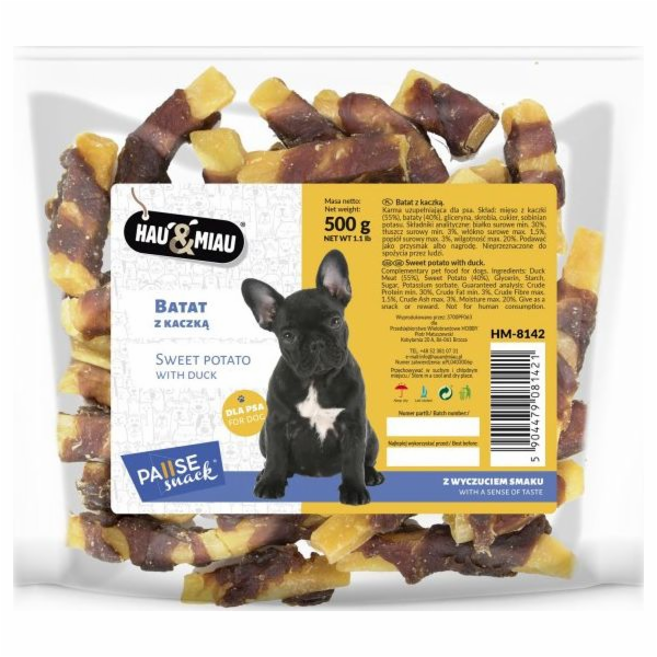 Hau Miau Pausesnack pochoutka pro psy, batát s kachnou 500g