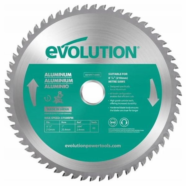 Evolution TCT pila na řezání hliníku Evolution 210mm 60z ...