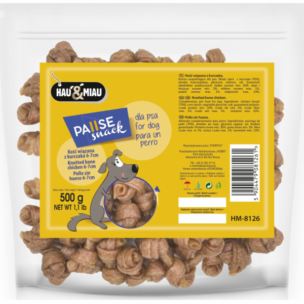 Hau&Miau KUŘECÍ KOST VÁZANÁ 6-7cm 500g